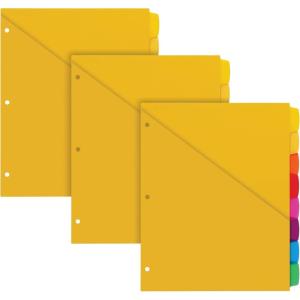 Oxford Write & Erase Plastic Binder Dividers, 8 Tab, Slash Pocket, Write On Tabs, Erase Ballpoint Pen, Marker, Pencil, Asstd. Colors, 3 Sets (89993)(3)
