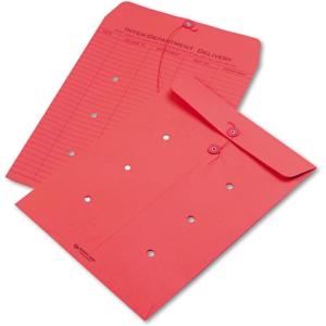 Quality Park 1-Side Print Interoffice Envelopes, String-Tie, Red, 10 x 13, 100 per Carton, (63574)(Red)