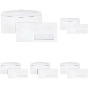 Quality Park Right-Window Envelopes, #10, 24lb, Gummed, White, 500/Box (QUA21332)(4-1/8 x 9-1/2 (Pack of 5))