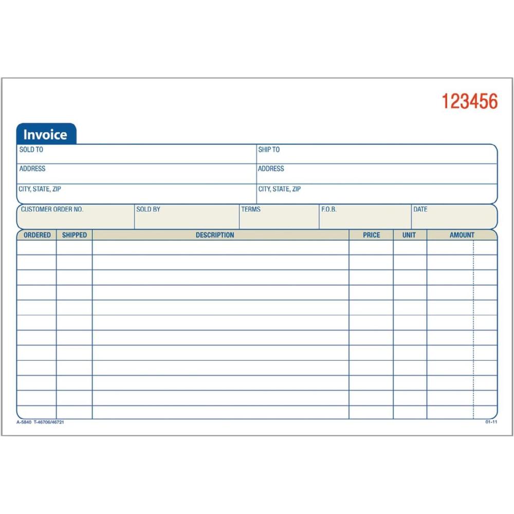 imageAdams Invoice Book 3Part Carbonless 556 x 844 Inch 50 Sets per Book White Canary and Pink TC5840 WhiteCanaryPink1 Count Pack of 1