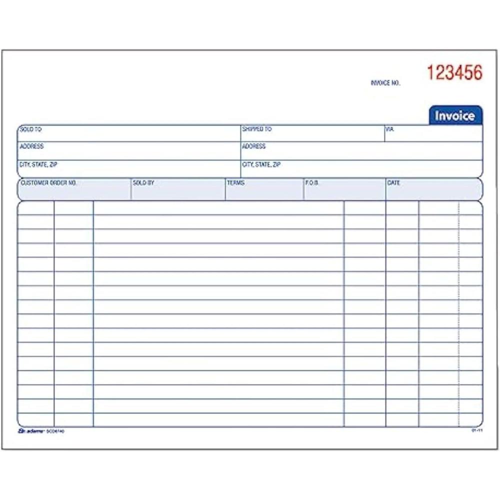 imageAdams Spiral Invoice Book 8 12 x 7 14 Inches 2Part Carbonless WhiteCanary 50 Sets per Book SCD87408 12 x 7 14 Inches