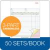 Adams Order Book, Carbonless, White/Canary/Pink, 3-Part, 8-3/8 x 10-11/16 Inches, 50 Sets (TC8100)