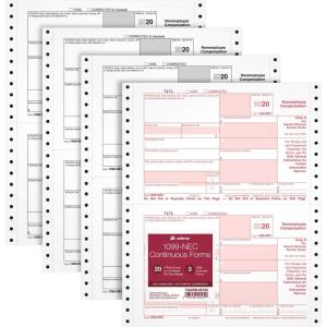 Adams 1099 NEC 3 Up 2021 Continuous Forms, 4 Part Carbonless Forms, for Pin Fed Dot Matrix Printers, with 3 1096, 20 Pack (TXA2299-NEC21)(2020 (Old Version))