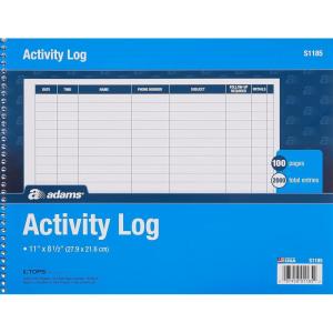 Adams Activity Log Book, Spiral Bound, 8.5 x 11 Inches, 100 Pages, White (S1185ABF)