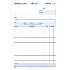 Adams General Purpose Unit Sets, 5.67 x 8.5 Inches, 2-Part, Carbonless, White/Canary, 100 Sets per Pack (NC2581)(5.67 x 8.5 Inches)