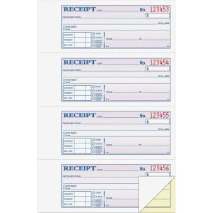 Adams Money and Rent Receipt Book, 2-Part, Carbonless, White/Canary, 7-5/8″ x 10-7/8″, Bound Wraparound Cover, 200 Sets per Book, 4 Receipts per Page (DC1182)
