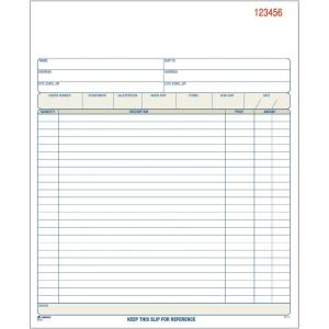 Adams Order Book, Carbonless, White/Canary/Pink, 3-Part, 8-3/8 x 10-11/16 Inches, 50 Sets (TC8100)