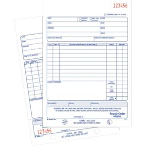Adams Repair Order Book, Carbonless, 2-Part, White/White, 5-9/16 x 8-7/16 Inches, 50 Sets (D5084)(50 Sets)