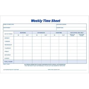 Adams Time Sheet, 9 x 5.5 Inch, Weekly Format, 2-Part, Carbonless, 100-Pack, White, Canary (NC9507)