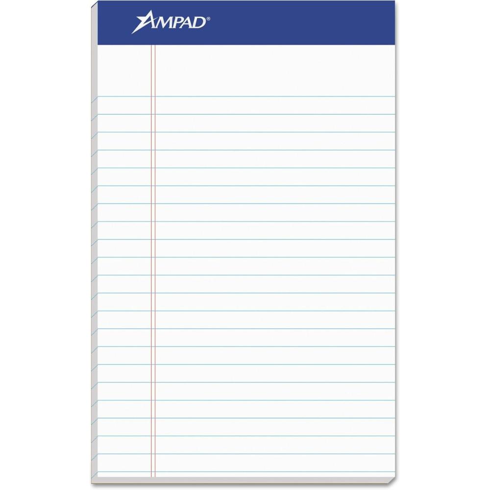 imageAmpad TOP20154 20154 Evidence Recycled Perf 5x8 Medium Ruled Pads Margin White 50 Sheets Dozen