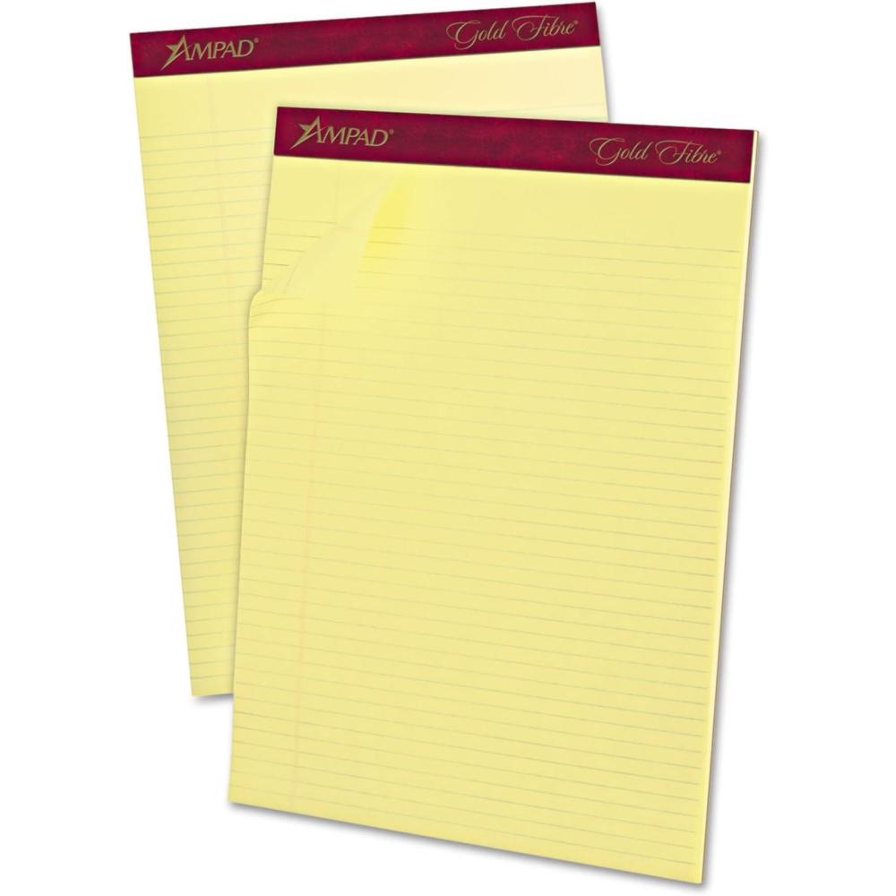 imageEsselte ESS20022 Ampad Gold Fibre Pads 8 12 x 11 34 Canary 50 Sheets Pack of 12