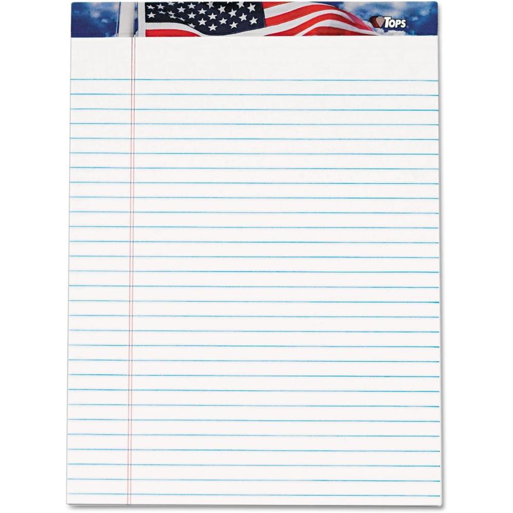 imageTOPS 75111 American Pride Writing Pad LegalWide 8 12 x 11 34 White 50 Sheets Pack of 128 12 x 11 34
