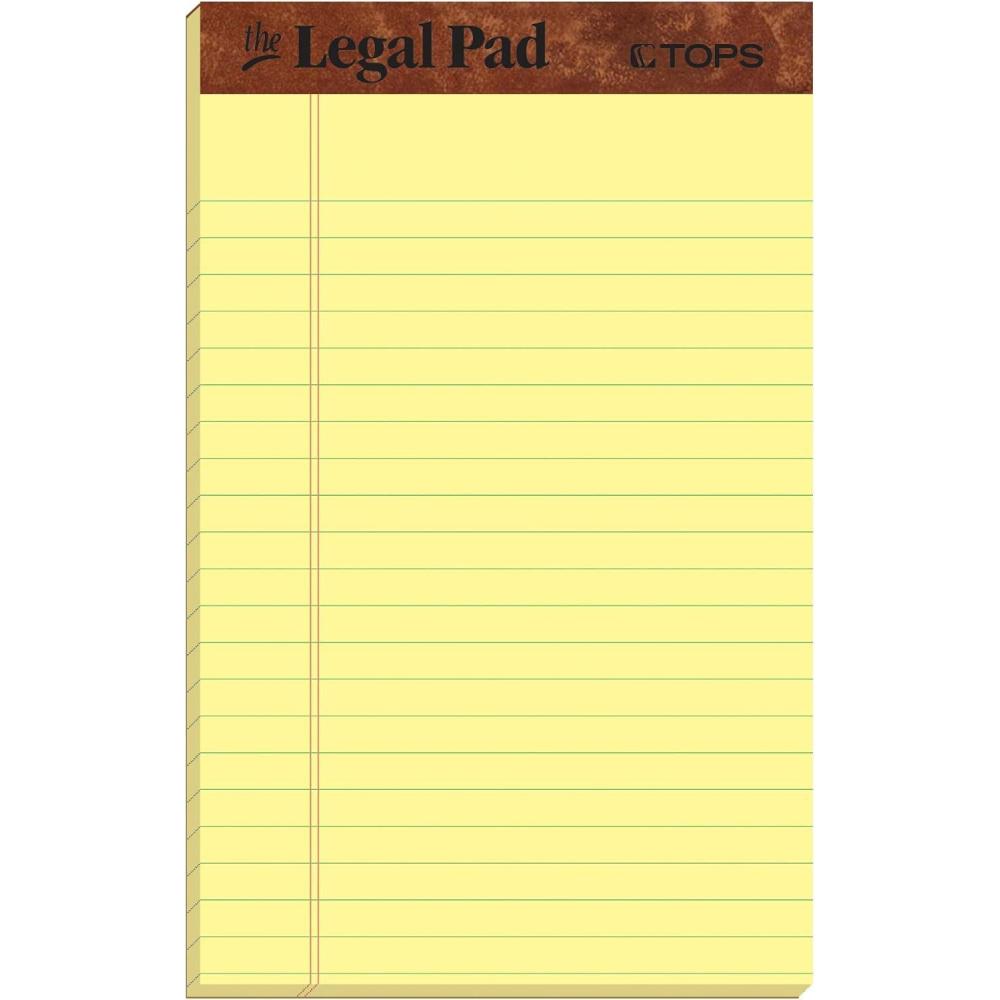 imageTOPS The Legal Pad Writing Pads 5quot x 8quot Jr Legal Rule Canary Paper 50 Sheets 5 Pack 750171  Pack
