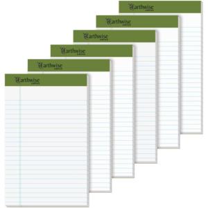 Ampad 40112R EnviroTec 100% Recycled Perforated Pad, 5×8, 20 Pound Paper, White, Jr. Legal, 40 Sheets Per Pad, 6 Pads(5″ x 8″)