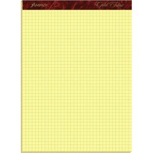 Ampad AMP22143 Gold Fibre Graph Pad, Quad-Ruled, Canary, 50 Sheets (Pack of 1)
