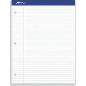 Ampad Double Sheet Pad, White, Letter Size, College Rule, 100 Sheets, 1 Each (20-323)