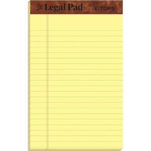 TOPS The Legal Pad Writing Pads, 5″ x 8″, Jr. Legal Rule, Canary Paper, 50 Sheets, 5 Pack (75017)(1 – Pack)