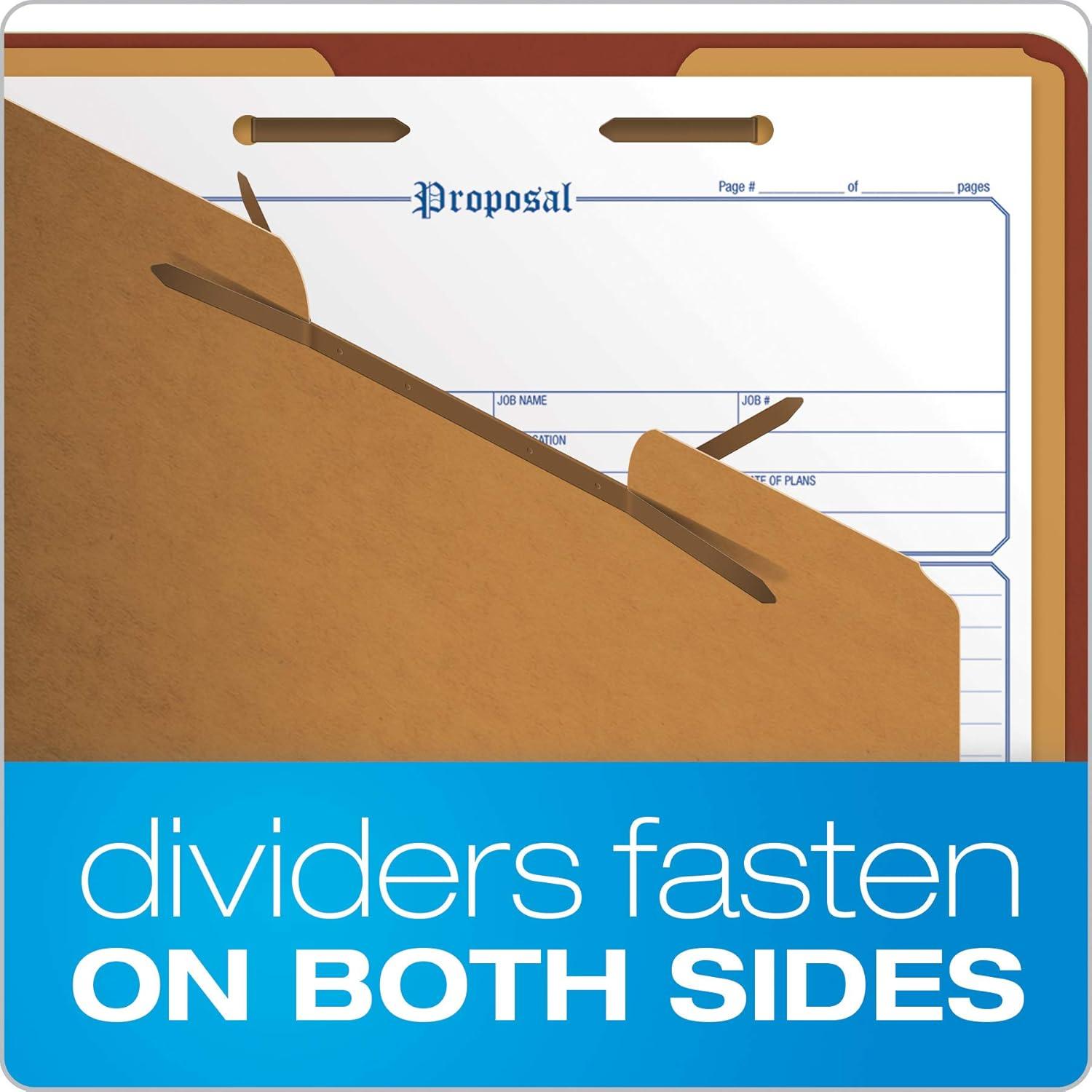 imagePendaflex Pressboard Classification File Folders 3 Dividers 2quot Embedded Fasteners 25 Tab Cut Letter Size Red Box of 10 1357R