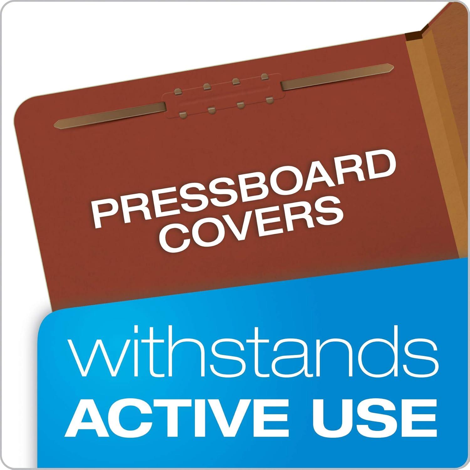 imagePendaflex Pressboard Classification File Folders 3 Dividers 2quot Embedded Fasteners 25 Tab Cut Letter Size Red Box of 10 1357R