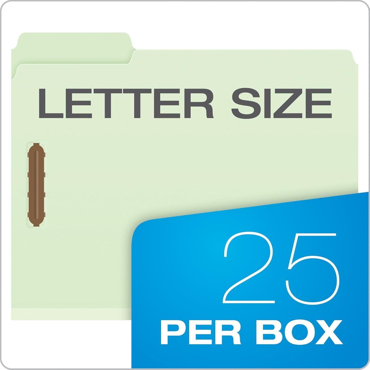 imagePendaflex Pressboard Fastener Folders Letter Size Light Green 2quot Expansion 13 Cut 25BX 1718111 12 x 9 x 12 Pack of 2