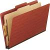 Pendaflex 2157R Four-Section Pressboard Folders, Legal, 2/5 Tab, Red (Box of 10)