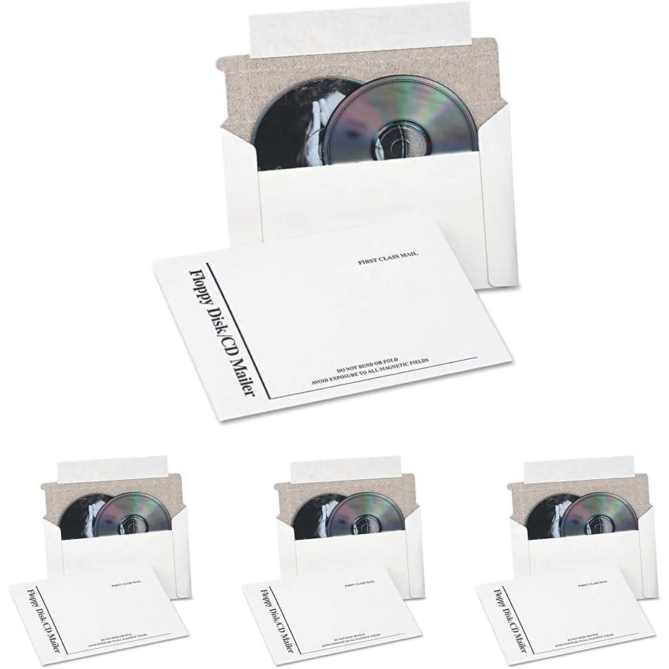 imageQuality Park CD DVD Media Mailers 6 x 812 FlapStik Self Seal Closure w Pull Tab Foam Liner Stay Flat White Fiberboard 25 Per Pack QUAE72656 x 812 Pack of 4