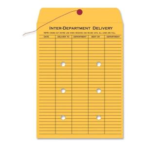 Quality Park 10 x 15 Inter-Departmental Envelopes with String & Button Closure for Interoffice Routing, 32 lb. Brown Kraft, 100/Box (QUA65354)