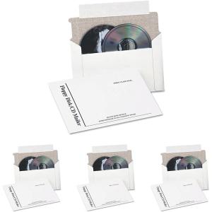 Quality Park CD DVD Media Mailers, 6 x 8-1/2, Flap-Stik Self Seal Closure w/ Pull Tab, Foam Liner, Stay Flat White Fiberboard, 25 Per Pack (QUAE7265)(6 x 8-1/2 (Pack of 4))