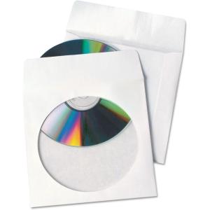 Quality Park Tech-No-Tear CD/DVD Sleeves, White, Pack Of 100 (77203)(4-7/8″ x 5″)
