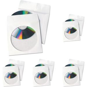 Quality Park Tech-No-Tear CD/DVD Sleeves, White, Pack Of 100 (77203)(4-7/8″ x 5″ (Pack of 5))