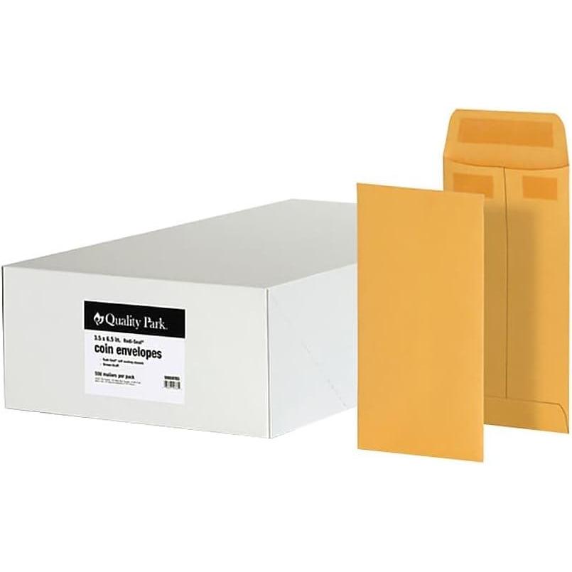 imageQuality Park 7 Coin and Small Parts Envelopes Self Seal for Home Office Garden 24 lb Brown Kraft 312 x 612 Inches 500Box QUA50765small Pack of 10