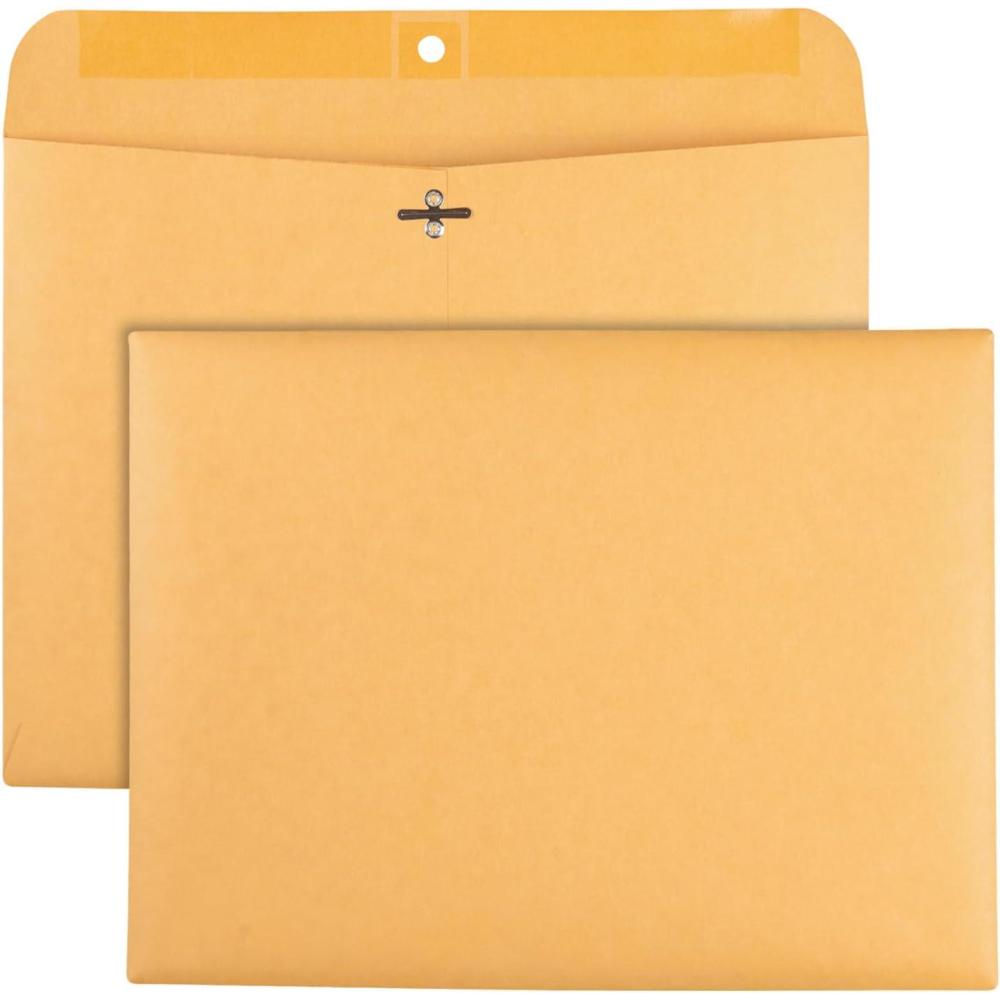 imageQuality Park 9 x 12 Clasp Envelopes Deeply Gummed Flaps for Permanent Secure Seal Great for Filing Storing or Organizing Documents 28 lb Brown Kraft Open Side 100Box QUA380909x12inch