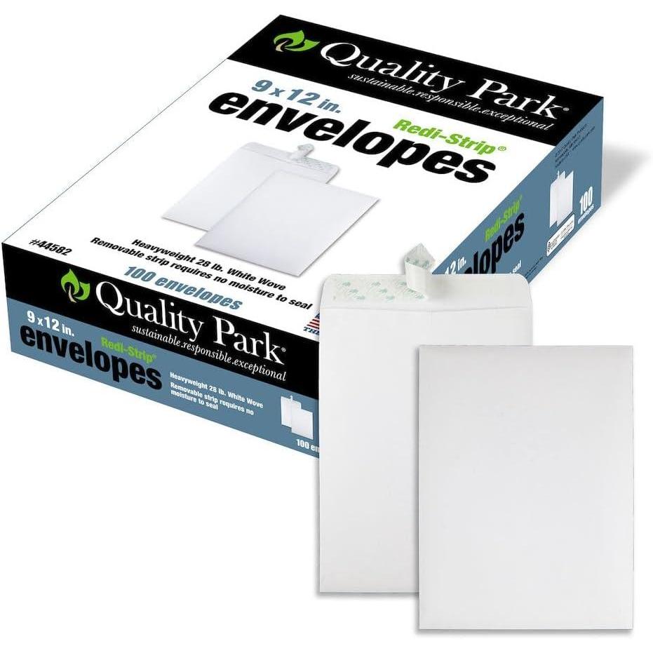 imageQuality Park 9quot x 12quot SelfSealing Catalog Envelopes for Mailing Organizing and Storage White Wove Heavy 28lb Paper 100 Per Box QUA445829 x 12 in