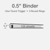 Oxford Round Ring Binders, Binders for School and Office, 0.5 Inch ONE-Touch Binders, View Binder Covers on 3 Sides, Xtralife Hinge, Non-Stick, PVC-Free, White, 12 PK (90793)