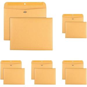 Quality Park 9 x 12 Clasp Envelopes, Deeply Gummed Flaps for Permanent Secure Seal, Great for Filing, Storing or Organizing Documents, 28 lb. Brown Kraft, Open Side, 100/Box (QUA38090)(9-x-12-inch (Pack of 5))