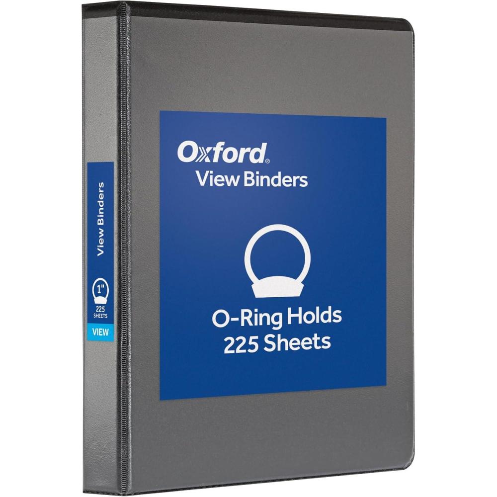 imageOxford Ring Binders 1quot Round Ring Binders View Binder Covers on 3 Sides XtraLife Hinge NonStick PVCFree Black 225 Sheet Capacity 10025461 Inch