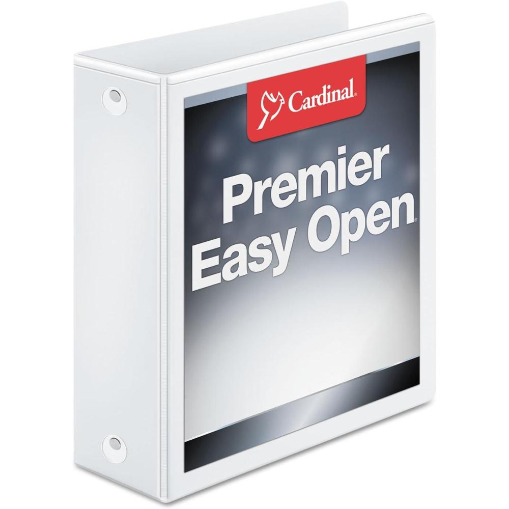 imageCardinal 3 Ring Binder Binders for School and Office Durable 4 Inch Premier Easy Open Binder ONETouch Locking SlantD Rings 880Sheet Capacity ClearVue Cover PVCFree White 10340CB3Inch