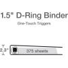 Cardinal 3 Ring Binder, 1.5 Inch Premier Easy Open Binder, ONE-TOUCH Locking Slant-D Rings, 400-Sheet Capacity, ClearVue Cover, PVC-Free, Black (10311)(1.5-Inch (Pack of 12))