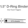 Cardinal 3 Ring Binder, 1.5 Inch Premier Easy Open Binder, ONE-TOUCH Locking Slant-D Rings, 400-Sheet Capacity, ClearVue Cover, PVC-Free, Black (10311)(1.5-Inch (Pack of 12))