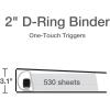 Cardinal 3 Ring Binder, Binders for School and Office, Durable 2 Inch Premier Easy Open Binder, ONE-Touch Locking Slant-D Rings, 565-Sheet Capacity, ClearVue Cover, PVC-Free, Black (10321CB)(1 Count (Pack of 12))