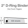 Cardinal 3 Ring Binder, Binders for School and Office, Durable 2 Inch Premier Easy Open Binder, ONE-Touch Locking Slant-D Rings, 565-Sheet Capacity, ClearVue Cover, PVC-Free, Black (10321CB)(1 Count (Pack of 2))