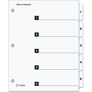 Cardinal 10 Tab Binder Dividers for 3 Ring Binders, QuickStep OneStep Deisgn, Numbered 1-10, Multicolor Tabs, Bulk Index Organization System, 24 Sets (61038CB)(White)
