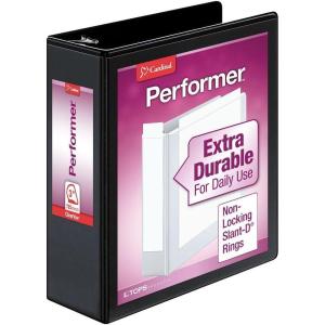 Cardinal 17601 Clearvue Xtravalue D-Ring Presentation Binder, Black Vinyl, 3 Capacity, 3-Inch(1 Count(Pack of 6))