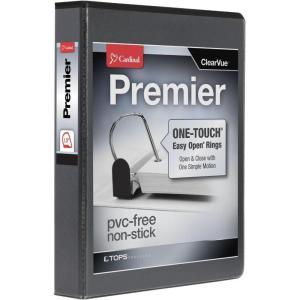 Cardinal 3 Ring Binder, 1.5 Inch Premier Easy Open Binder, ONE-TOUCH Locking Slant-D Rings, 400-Sheet Capacity, ClearVue Cover, PVC-Free, Black (10311)(1.5-Inch (Pack of 12))