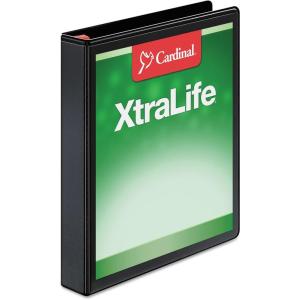 Cardinal 3 Ring Binder, 6 Inch Heavy Duty XtraLife Binder, Locking Slant-D Rings, Crack-Resistant Cover & Spine, ClearVue Covers with Shelf Pull, Holds 1,300 Sheets, White (26366)(Black)