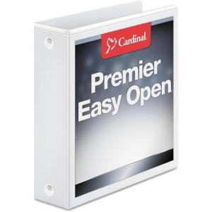 Cardinal 3 Ring Binder, Binders for School and Office, Durable 4 Inch Premier Easy Open Binder, ONE-Touch Locking Slant-D Rings, 880-Sheet Capacity, ClearVue Cover, PVC-Free, White (10340CB)(1 Count (Pack of 1))