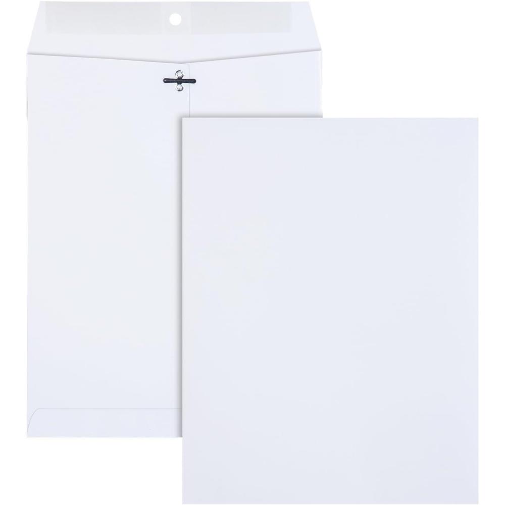 imageQuality Park 9 x 12 Clasp EnvelopesDeeply Gummed Flaps for Permanent Secure Seal Great for Filing Storing or Organizing Documents 28 lb White Wove 100Box QUA383909 x 12