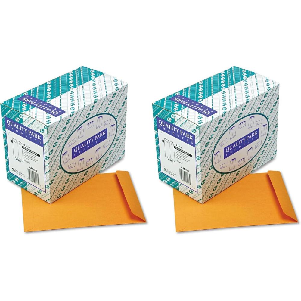 imageQuality Park Heavyweight Catalog Envelopes Gummed Brown Kraft 10 x 13 250 per Box 41665One Size Pack of 2