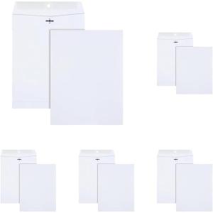Quality Park 9 x 12 Clasp Envelopes,Deeply Gummed Flaps for Permanent Secure Seal, Great for Filing, Storing or Organizing Documents, 28 lb. White Wove, 100/Box (QUA38390)(9 x 12 (Pack of 5))