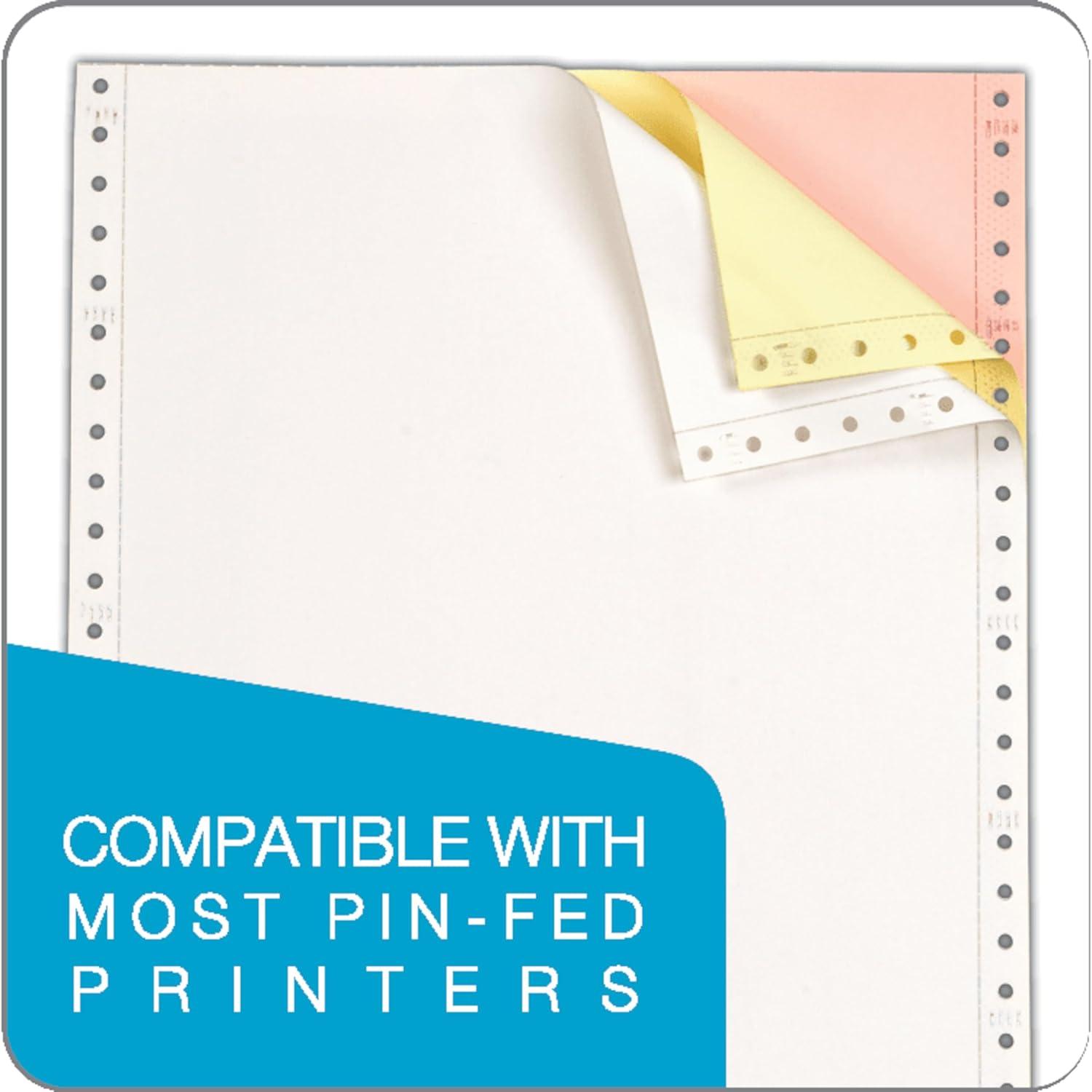 imageTOPS Continuous Computer Paper 3Part Carbonless Removable 05 Inch Margins 95 x 11 Inches 1100 Sheets WhiteCanaryPink 551793Part 95 x 11 Inches